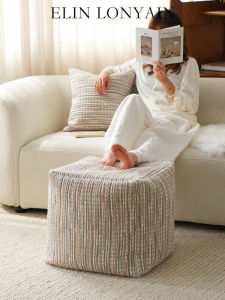 ELIN LONYAIN | Wabi-Sabi Linen Wool Blend Pink Gray Cushion Square Pillow