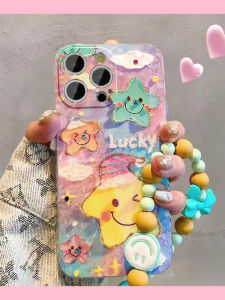 Oil Painting Star Hat Phone Case Full Cover Cute Female Cube Pattern Samsung S25 S24 Ultra S23 plus S22 S21 Note20 10 A54 A53 A52