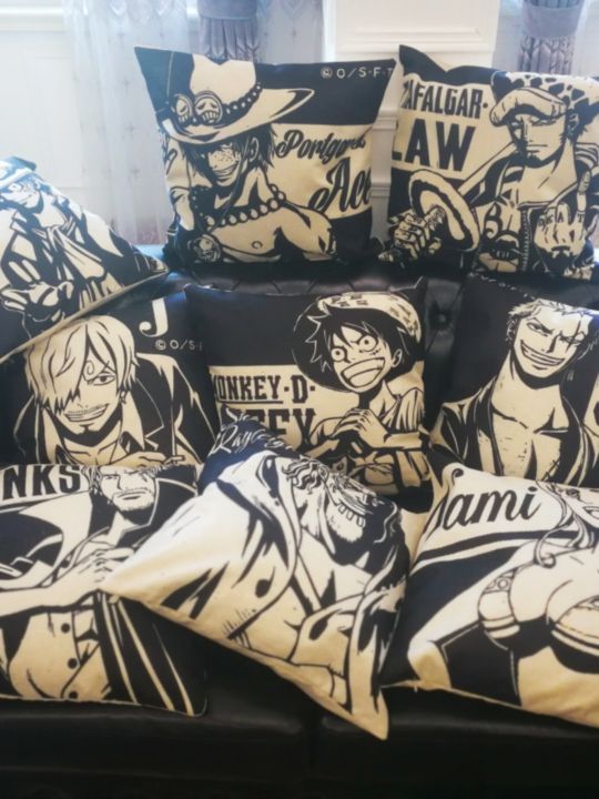 ลูฟี่ Pirate King สีขาว Beard Zoro ผ้าฝ้าย ผ้าลินิน เบาะรถโซฟาเบาะนั่งสแควร์ Minimalist Modern ห้องนั่งเล่น Pp ผ้าฝ้าย ไส้