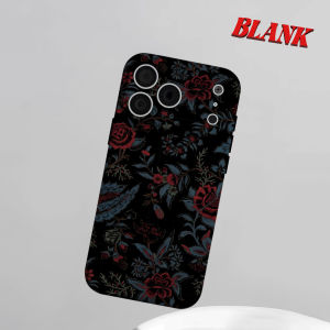 dark red blue floral Phone Case for iPhone 18 17 16 15 14 13 12 11 Air Pro Max Plus Double-layer Cover