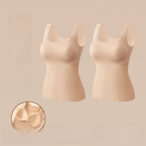 miiow | Warm Fleece Lined Vest Womens Integrated Autumn Winter Style 2025 Seamless Base Layer Skin Nourishing Underwear Top