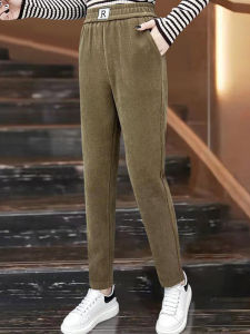 High Waist Fleece Lined Harlan Pants Womens Autumn Fashion Slim Fit Casual Sports Capri Sweatpants Korean Style Commute