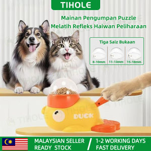 Tihole Interactive Duck Slow Pet Cat Dog Feeder automatic Press Launch IQ Trainer Transparent Cover Dry Food Treats Washable Pet Enrichment Toy