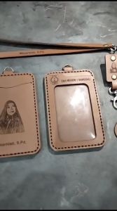 ID Card Holder 3 Slot Free Custom Logo & Nama Kulit Aslii Quiser Nametag