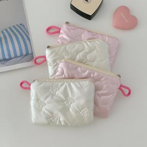 กระเป๋าใส่เงินแบบถักสำหรับผู้หญิง กระเป๋าถือแบบพกพา กระเป๋าใส่ผ้าอนามัย กระเป๋าใส่เครื่องสำอาง กระเป๋าใส่ของใช้ส่วนตัว ทรงสี่เหลี่ยม สีสันสดใส