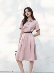 Semir | Waist-High Collar Cool Sense Denim Dress