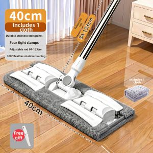 Joybos | Dry and Wet Use Clamping Cloth Easy Cleaning Mop