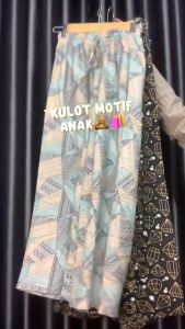 Paket Bundle 3 Pcs Celana Panjang Kulot Anak Perempuan Rayon Motif Usia 6-17 Tahun Bahan Rayon Twill Motif Mix Variasi /Pinggang Karet/Tali Serut/Random Motif/Celana Semi Rok/Bawahan Anak Perempuan