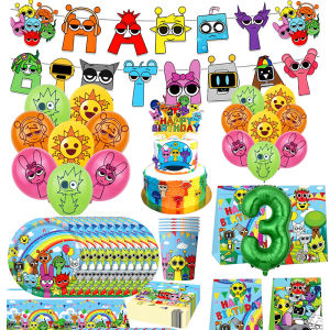 Hot Sprunki Birthday Party Decoration Paper Tableware Tablecloth Plates Napkin Cups Supply Decor For Boys Girls Children Party