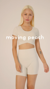 Moving Peach Sports Short Sleeves For Women Built-ln Bra Tee Cropped Silhouette T-shirts Skin-friendly Breathable Soft Bouncy Running Yoga Pilates Exercise Daily Wear CTU(padded)