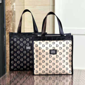 New Fashionable Alphabet Canvas Handbag Versatile Work Commute Bento Box Bag Korean Style Colorful Portable Storage Bag