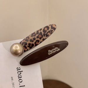 Chic Chocolate Leopard Print Duckbill Hair Clip Womens Hair Accessories Side Edge Clip Fashionable Retro Style Golicc