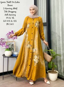 BAJU GAMIS WANITA MODERN BAHAN TWILL TEBAL MOTIF LUKIS HAND MADE BEST SELLER GAMIS MEWAH TERBARU