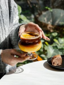 TOKIIRO Cloud Coffee Cup Low Foot Glass High Borosilicate Ice American Juice Cup Dirty Cup Nordic Style Small Handmade