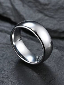 แหวนทรงกลมแบบเรียบง่ายสำหรับผู้ชาย แหวนไททาเนียมสีเงิน ไม่ซีดจาง แหวนนิ้วชี้สำหรับคู่รัก แหวนแต่งงานแบบลำลอง แหวนนิ้วเดี่ยว