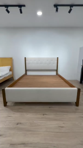 CHF 6103 Queen Solid Rubberwood Bedframe/Upholstered In Headboard & Footboard/Kayu Katil