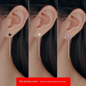 S925 Sterling Silver Zirconia Ear Wire Womens Fashionable Small Earrings Suitable for Sleeping Comfortable Hoop Earrings