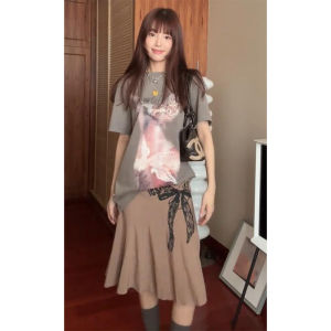 Váy Chữ a in Họa Tiết Bướm Co Giãn Cạp Cao Cho Nữ Mùa Hè 2024 Váy Midi Chữ a Cổ Điển Thanh Lịch