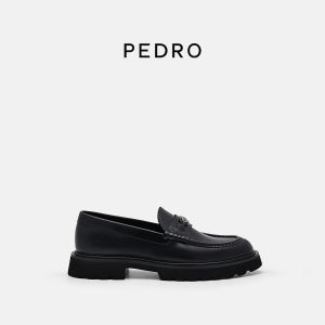 Pedro Womens Icon Loafers Thick Bottom Slip-On round Toe Casual Shoes Leather Fashionable Comfortable Low Heel EVA Outsole