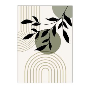 Modern Minimalist Leaves Geometry Lines Art Poster Canvas Painting Retro Bohemia Wall Art Print Picture Living Room Home Deco