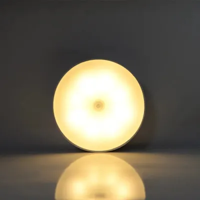 1 Đèn Ngủ Cảm Biến Chuyển Động LED Không Dây Cho Phòng Ngủ Cầu Thang Tủ Quần Áo - Đèn Phát Hiện Hình Tròn Với Tính Năng Thiết Bị Thông Minh