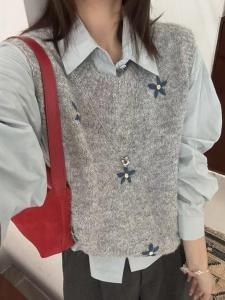 Áo Len Cổ Tròn Không Tay Thời Trang Phong Cách Hàn Quốc Mùa Thu Cao Cấp Áo Khoác Ngoài Nhiều Lớp Áo Len Dệt Kim Mềm Mại