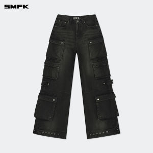 SMFK | Distressed Vintage Dyed Washed Baggy Jeans with Pockets
