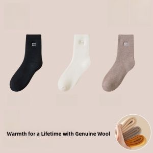 miiow | Thickened Woolen Fleece Womens Mid-calf Socks Winter Warm Floor Walking Long Socks Breathable Quick-drying For Autumn And Winter