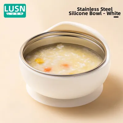 LUSN | Baby Silicone Stainless Steel 316L Suction Bowl Childrens Mealtime Utensils Supplementary Food Bowl for Infants And Toddlers