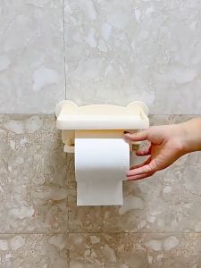 Bathroom Tissue Rack Self Adhesive Toilet Paper Shelf Wall-Mounted Toilet Paper Dispenser Double Layer Toilet Paper Holder Stand Household Paper Storage Rack