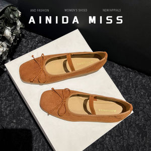 French Style Butterfly Knot Yummy Shoes Summer Evening Flat Ballet Slippers for Women Large Size Womens Footwear