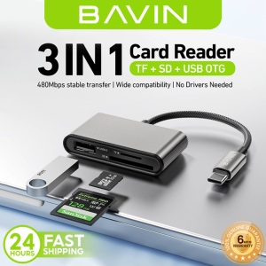 BAVIN O88 OTG 3-in-1 Card Reader Adapter for USB / TF / SD Card w/Data Transfer 480Mbps for Laptop Smartphones & Camera