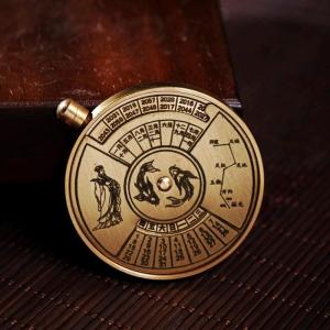 Precision Brass Compass Keychain Pendant Rotatable Metal Hourglass Couple Gifts Creative Cultural Relic Style Keychain