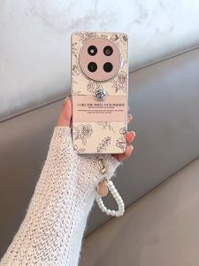 Honor X9C X9B X9A High-quality Retro Ins Sketch Three-dimensional Camellia Anti-drop Strap Lens Protection Metal Frame Phone Case