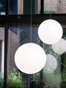 Italian Dining Room Single-Head Droplight Living Room Modern Minimalist Living Room Bedroom Bedside Chandelier Moon Ball Pendant Lamp