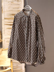 Elegant Cotton Floral Print Loose Womens Shirt Comfortable Casual Fashionable Artistic Style for Autumn 2025 Comfort Fit