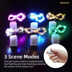 10 Chiếc Đèn LED Dây Đồng Cổ Tích Đèn Hoạt Động Bằng Pin 3 Chế Độ Chống Nước Trắng Ấm Vàng 4 Màu 1M/2M Cho Tiệc Cưới Trang Trí Tiệc