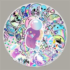 New 50 Sheets Outer Space Graffiti Stickers Cartoon Laser Children Stickers DIY Skateboard Luggage Stickers Cross-Border