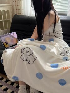 Ins Style Thin Milk Velvet Blanket Office Nap Shoulder Wrap Sofa Air Conditioner Cover Bed Towel Blanket Warm Animal Pattern