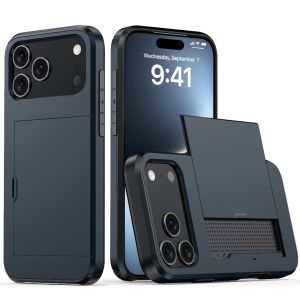 Case for IPhone 17 Pro Max 17Air 16 Plus 15 Pro 15 14 13 12 11 Wallet Card Holder Slide Slot Hard PC Heavy Duty Protective Cover