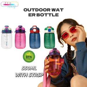 Diller Water Bottle With Straw And Strap Leakproof Tritan BPA Free Spout Drinking For Outdoor And Sports (550ml) D70