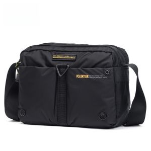 Volunteer | Mens Canvas Crossbody Bag Casual Oxford Cloth Large Capacity Shoulder Bag Leisure Trendy Backpack Nylon Fabric Zipper Closure