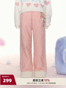 กางเกงขายาวทรงตรงผ้าฝ้ายอเนกประสงค์สำหรับผู้หญิง AYF ฤดูใบไม้ร่วง/ฤดูหนาว กางเกงขายาวทรงหลวม อบอุ่น สไตล์ย้อนยุค กางเกงขายาวทรงตรงสำหรับผู้หญิง