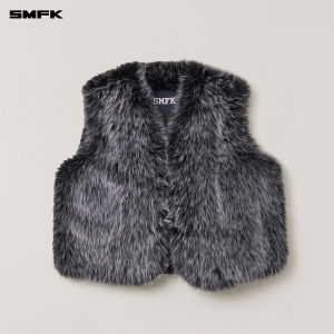 SMFK | Cross Statue Design Fur Vest Man Made