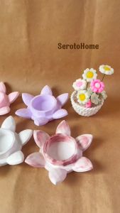 Khay Đế Nến Thơm Tealight Hoa Sen Nhiều Màu Trang Trí Thờ Cúng Phụ Kiện Nhang Đèn Cốc Sen DIY