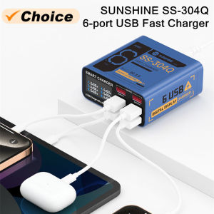 Sunshine | SUNSHINE SS-304Q 6 Port USB Smart Fast Charger for Mobile Phone Tablets QC3.0 Multi-device Digital Display Charging Station