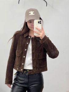 YUFUQING | Elegant Brown Short Coat Vintage Design Spring New Light Luxury High-End Feel Small Size Top Polyester Fiber Long Sleeve Jacket
