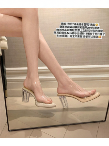 SHÉII | Dép Quai Duy Nhất Trong Suốt Phong Cách 8cm Đế Cao 8cm