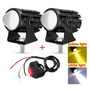 ZCAUTO Lampu Tembak Laser LED D2 Mini 2 Warna Putih Kuning & Sakelar LED 3 Mode