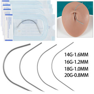 Surgical Steel Curved Body Piercing Needle Tool Sterilized Bag Suit Belly Nose Tongue Piercing 20G/18G/16G/14G Choosable